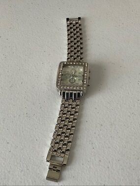 Sophie Stainless Steel Quartz Square Crystal Bezel Bracelet Watch